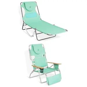 Ostrich (BUNDLE) Chaise Lounge Folding Chair AND Deluxe Padded 3N1 Reclining Chair, Teal