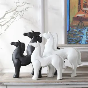 Minimalist and Ceramic War Horse Sculpture, Living Room Dining Room Entrance Wine Cabinet Decor, Designer Home Decoration