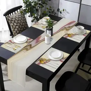 1 piece/5 piece set/7 piece table flag+Household placemat set, with abstract pink marble pattern design, suitable for daily use in kitchens, dining tables, living rooms, weddings, indoor and outdoor homes