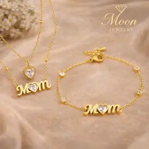 MOM Jewelry Set (Necklace + Bracelet) – Gold Plated Stainless Steel