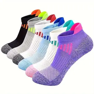 6Pairs Women's Compression Athletic Socks, Low Cut Cushioned Breathable Ankle Socks For Running Cycling Hiking