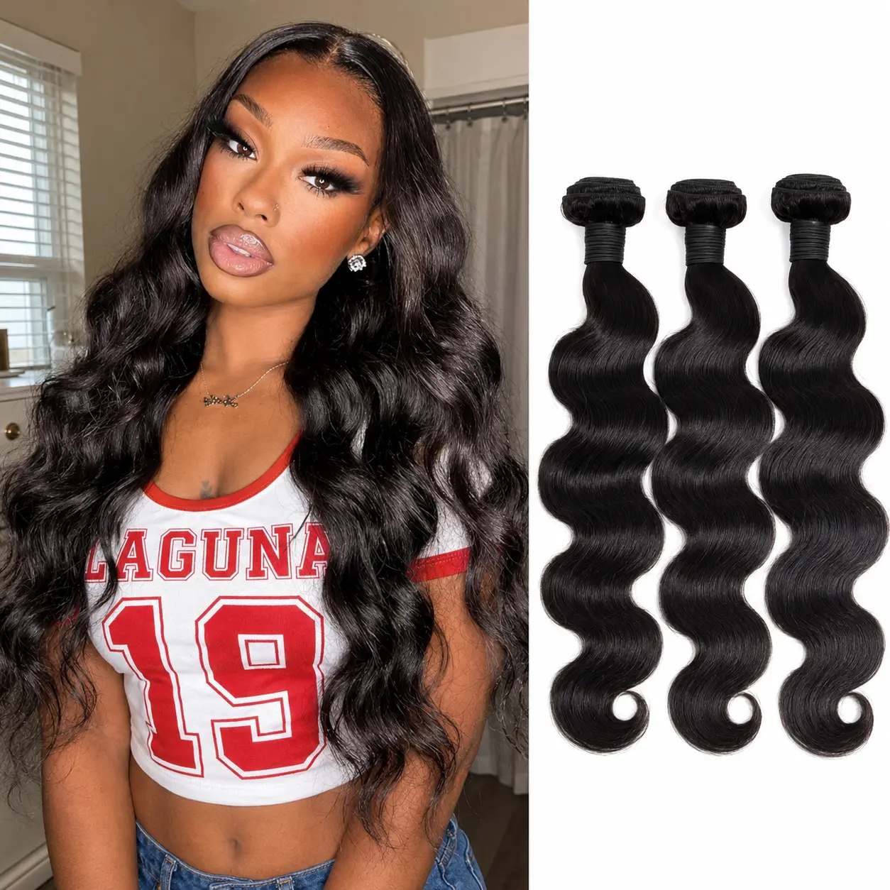 Female Brazilian Virgin Human Hair Bundles - Soft Texture Weave with Straight, Body Wave, Deep Wave Options, Full Volume Thick Wefts for Sew In, Wave Variants