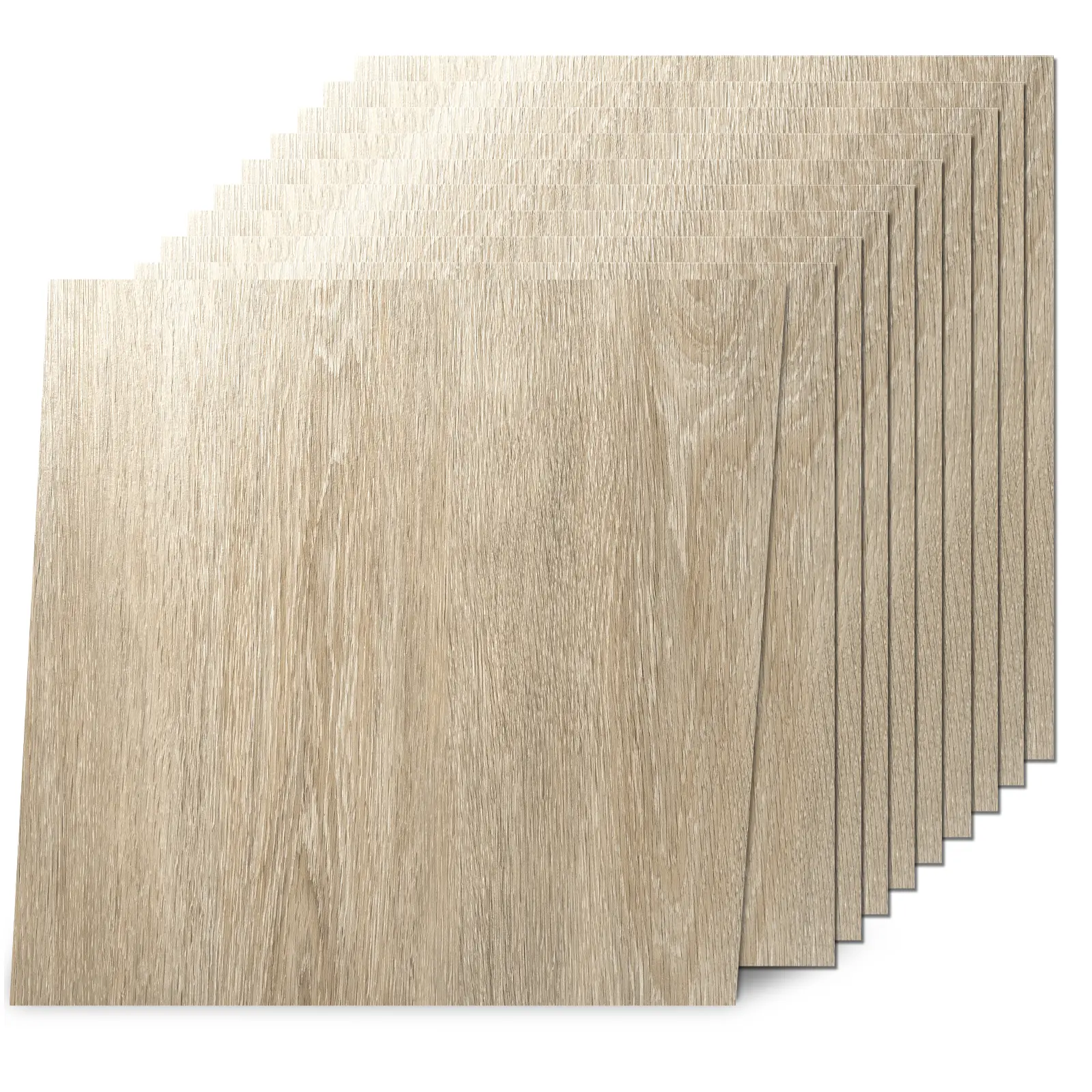 Yipscazo 24-Piece 18"×18" Upgrade Large Self-Adhesive Floor Tiles, Beige Oak Wood Grain PVC Vinyl Flooring, Multi-Layer Durable Peel-and-Stick Tiles, Easy to Cut & Clean for DIY Home Renovation
