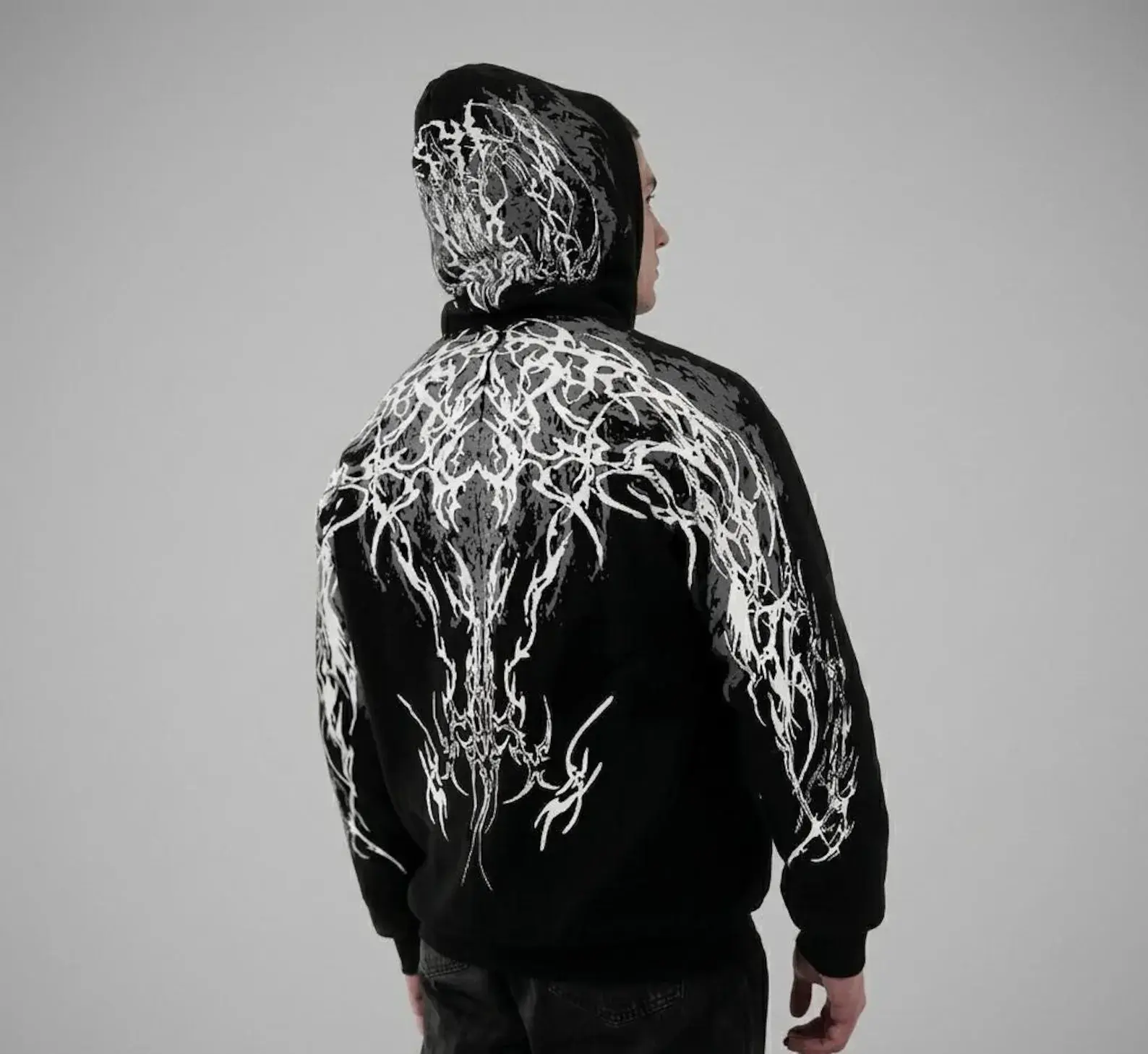 Dark Aesthetic Hoodie Men Luminous Graphic Print Goth Y2K Streetwear Unisex Dark Aesthetic Hoodie Men Luminous Graphic Print Goth Y2K Streetwear Unisex