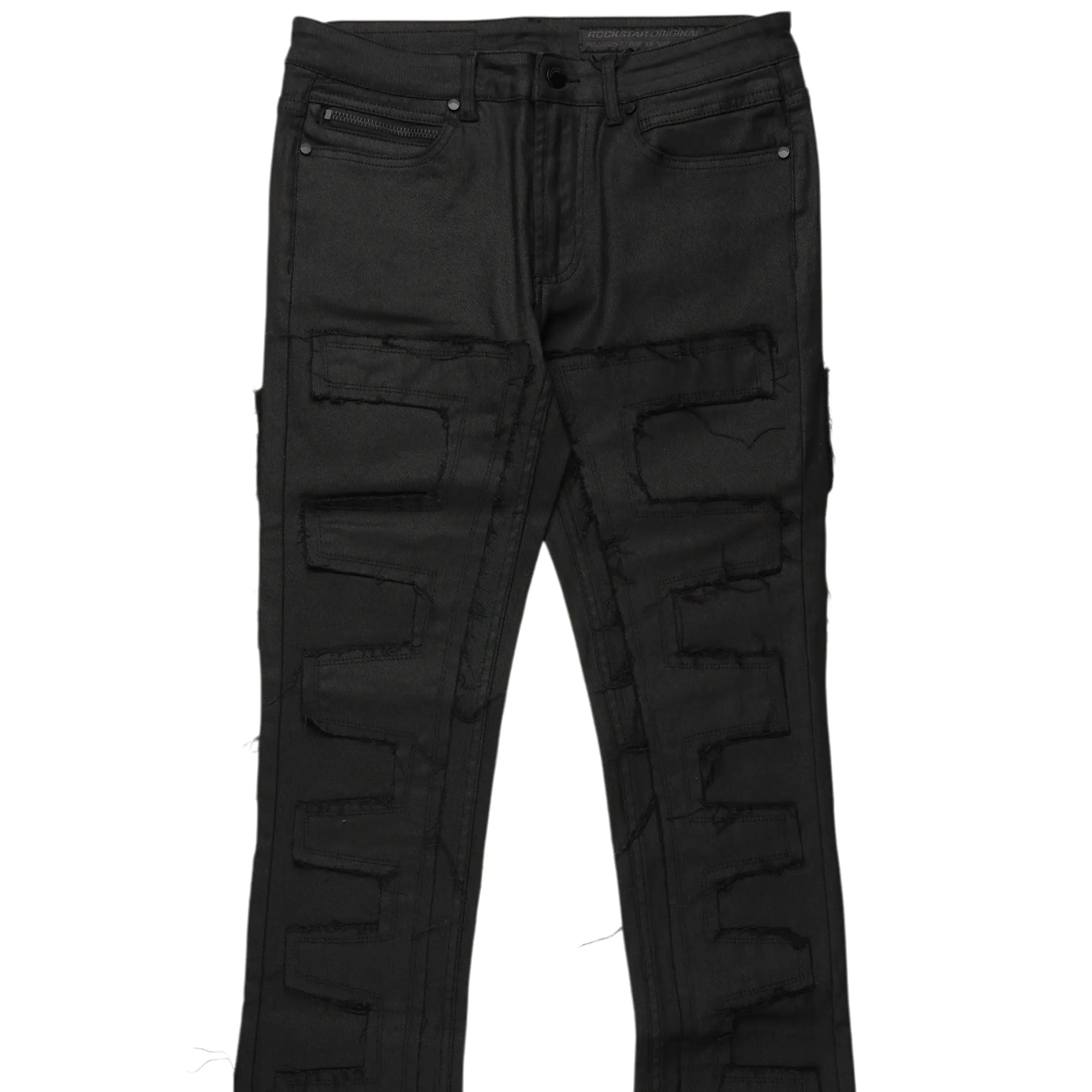 Shake Black Coated Stacked Flare Jean - TikTok Shop