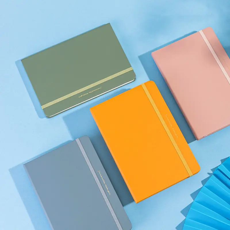 Deli 4 Colors Leather Notepad, Horizontal Line Pager, 96 Sheets, Business Office Stationery, Thick Paper, Smooth Writing