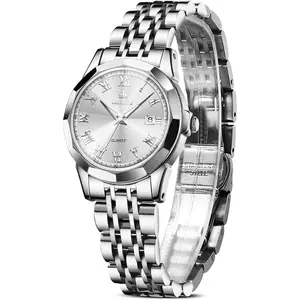 OLEVS Womens Watches Small Face Ladies Watches for Women with Day Date Diamond Silver Gold Two Tone Stainless Steel Waterproof Analog Reloj para Mujer Classic Fashion Dress Quartz Womens Wrist Watch