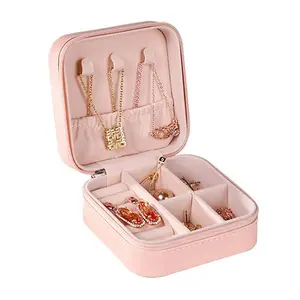 Compact Travel Jewelry Organizer Box – Soft PU Leather Jewelry Case with Multiple Compartments, Necklace & Earring Storage, Dustproof & Portable, Ideal for Home & Travel
