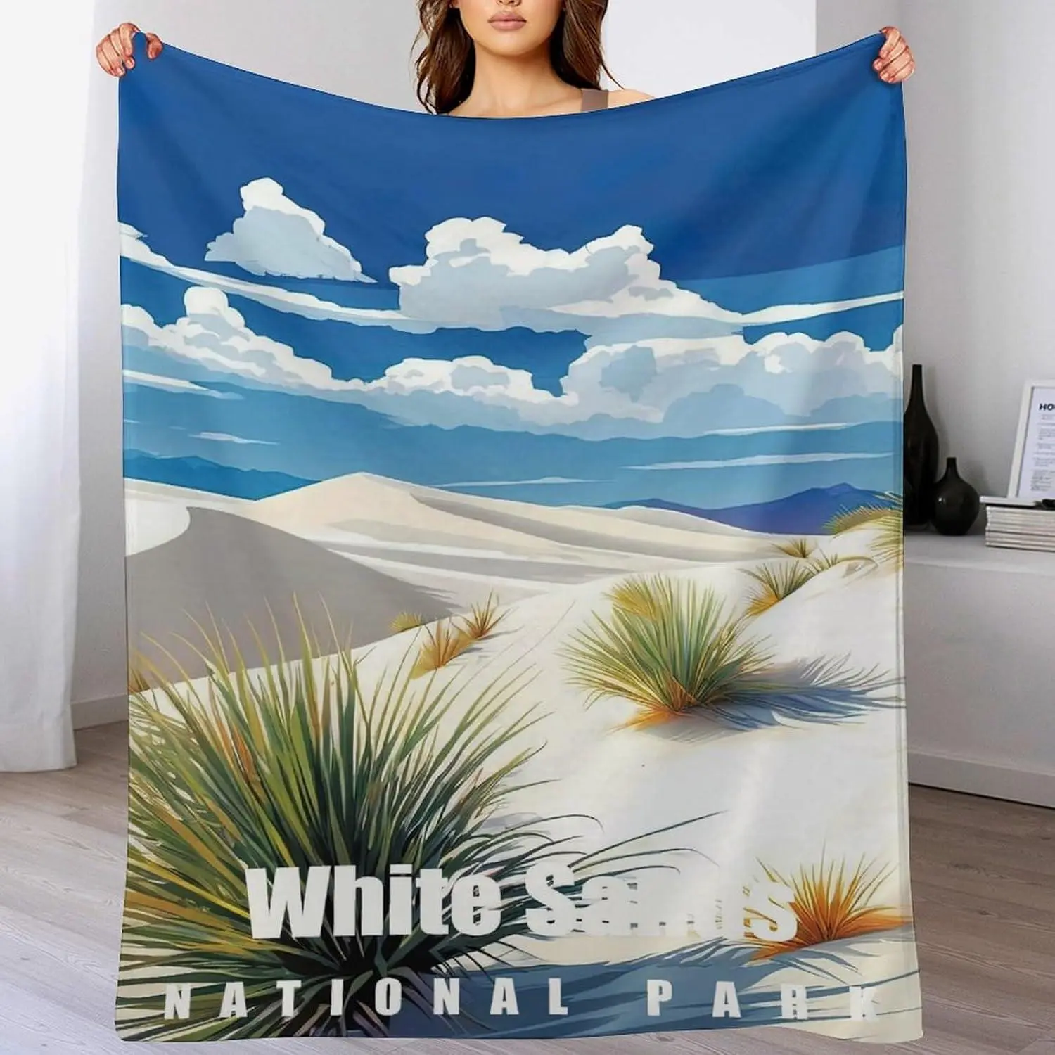 50x60 in Custom Personalized White Sands National Park Blanket, Abstract Nature Forest Landscape Throw for Bedroom, Living Room (Ideal Gift for Home Spaces), Custom Blankets, Personalized Blankets
