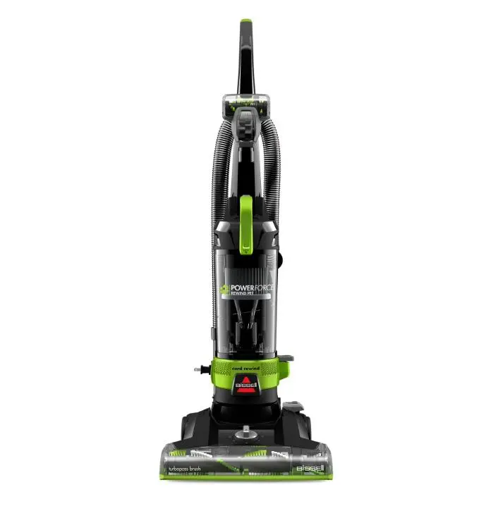 BISSELL PowerForce Helix Turbo Rewind Pet, Upright Vacuum, Pet Friendly, Automatic Cord Rewind, Powerful Pet Hair Pickup, Extra-Wide Cleaning Path, 3333, Black & Green