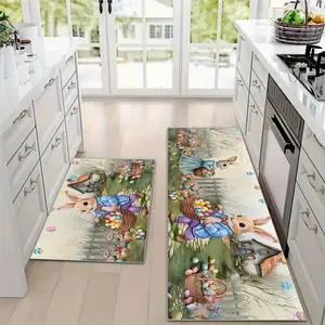 Easter Themed Kitchen Mat, 1/2 Counts Non-slip Kitchen Rug, Decorative Rug, Washable Kitchen Floor Mat, Indoor and Outdoor Floor Mat, Home Decor