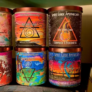 4 Elemental Candles -Earth, Air, Water & Fire Spirit Guide- Intention Candles