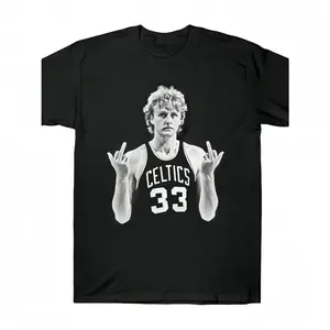 Larry Bird Retro 90s T-Shirt Black Shirt Men's Shirts Vintage Men's Clothing Streetwear Casual Crewneck Top