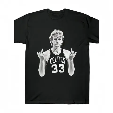 Larry Bird Retro 90s T-Shirt Black Shirt Men's Shirts Vintage Men's Clothing Streetwear Casual Crewneck Top