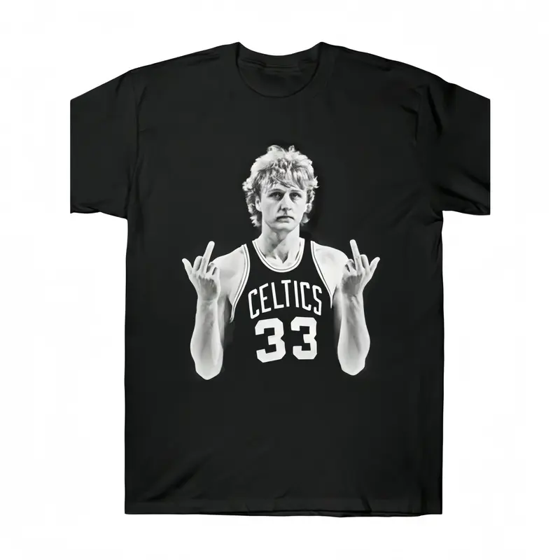 Larry Bird Retro 90s T-Shirt Black Shirt Men's Shirts Vintage Men's Clothing Streetwear Casual Crewneck Top