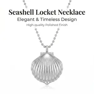 Openable Seashell Locket Necklace with Hidden Pearl & Teardrop Charm - Silver Plated Ocean Jewelry, Adjustable Chain, Unique Gift for Her