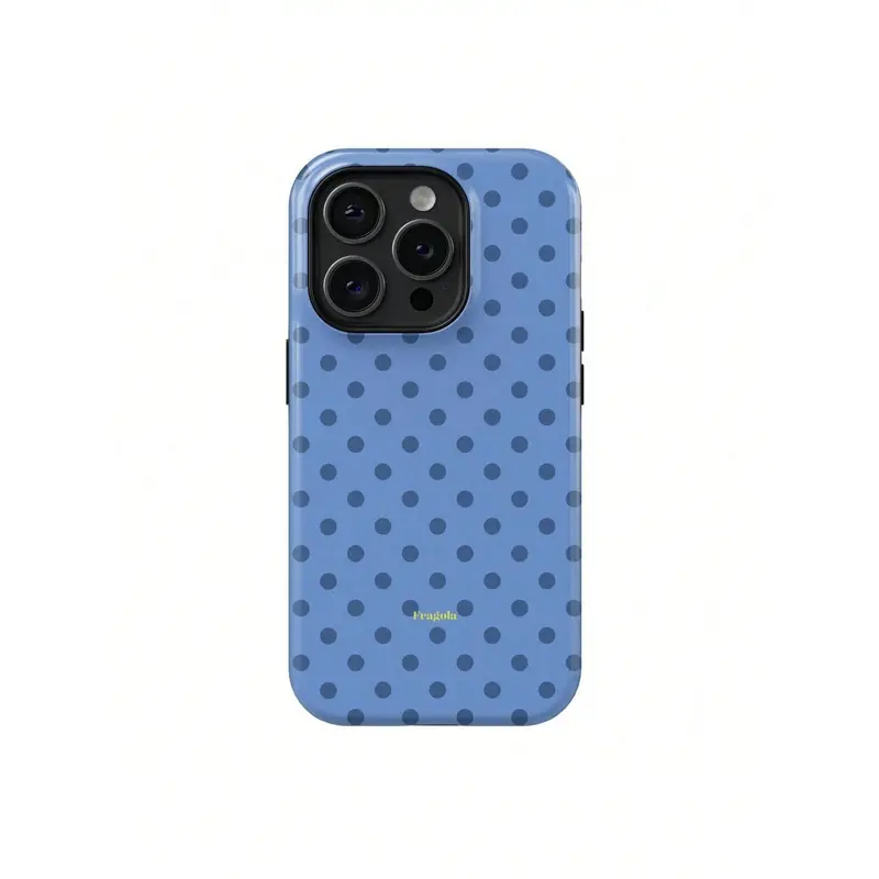 FRAGOLA Cute Blue Denim Polka Dot Minimal TPU Smartphone Case - High-Quality, Anti-Skid, Glam, Elegant Handheld Protector for iPhone 12/13/14/15/16/17 Pro Max, 17 Air & 17 Pro, Cute Phone Accessories for Teenage Girls