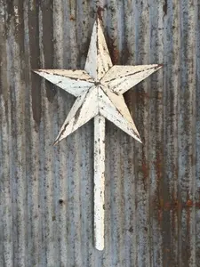 White Metal Star Christmas Tree Topper Decoration - 12 Inch