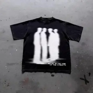 Street Atmosphere Virtual Shadow Characters Graphic Cotton T-Shirt Featuring Grunge Y2K Emo Scene Tapout Goth and Amity Affliction Style Unisex Tee