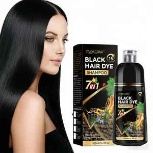 500ML Hair Dye Shampoo 7-In-1, Natural Coverage, Herbal Ingredients, Reishi Essence, Plant Care, Salon Quality Ginseng Root Extract, Haircare