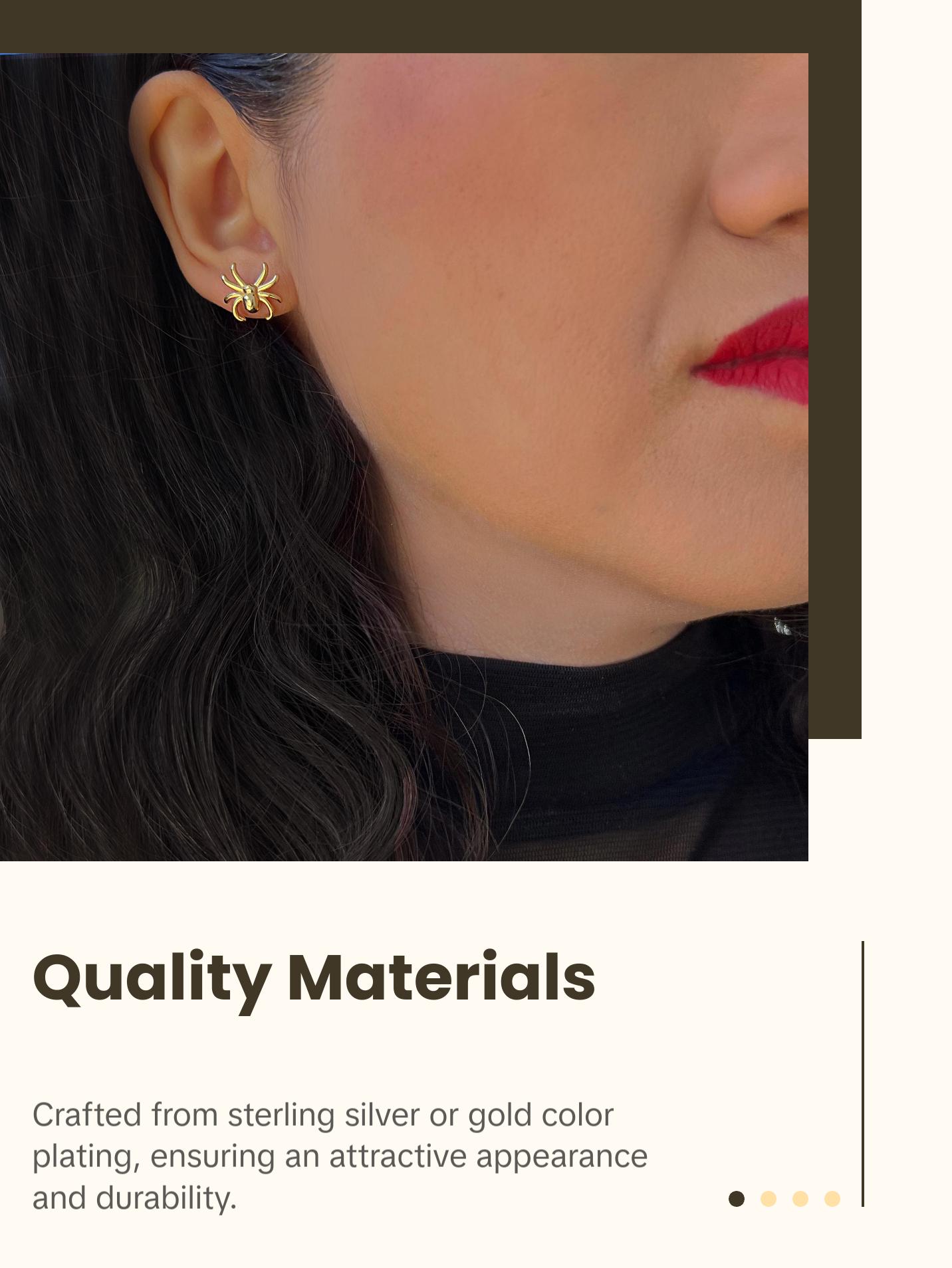 SONIA HOU Spider Halloween Stud Earrings - 18K Gold Over Sterling Silver | S925 Chic Trendy Exquisite Fashion Design Plated Stackable Accessory