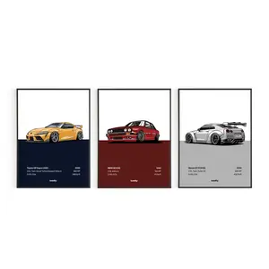 [Unreleased] Iconify Automotive Legends Series Poster | Toyota GR Supra | BMW M3 E30 | Nissan GT-R (R35) Room Decor Gift