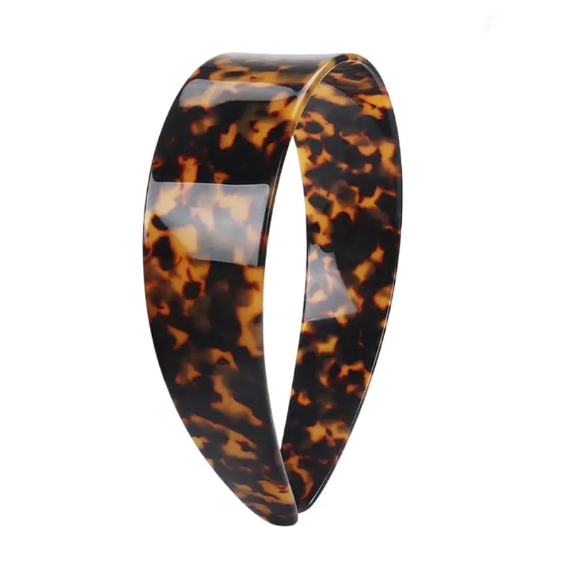 Thick Tortoise Shell Headband with Teeth for Women 1.5in No Slip Versatile Wide Acetate Retro Plastic Headbands