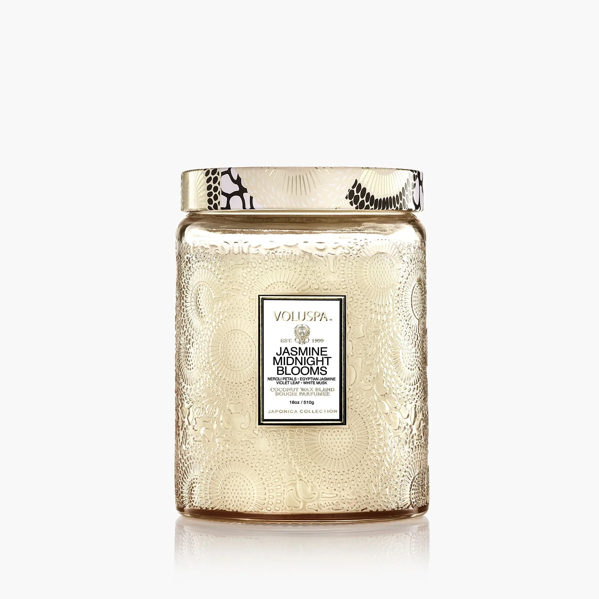 Large Glass Jar Jasmine Midnight Blooms Candle - Woody Fragrance, Premium Aroma, Cotton Wick