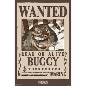 One Pice - Buggy Wanted Poster, Unframed Poster for Anime Manga Fan Wall Art, Set up home decor