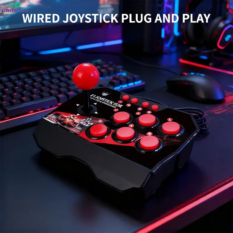Fight Stick Joystick Rocker Spiel Joystick mit 8 Tasten Game Handle Controller Spiel Joystick Fighting Stick für PC (Schwarz Fight Stick Joystick Rocker Spiel Joystick mit 8 Tasten Game Handle Controller Spiel Joystick Fighting Stick für PC (Schwarz