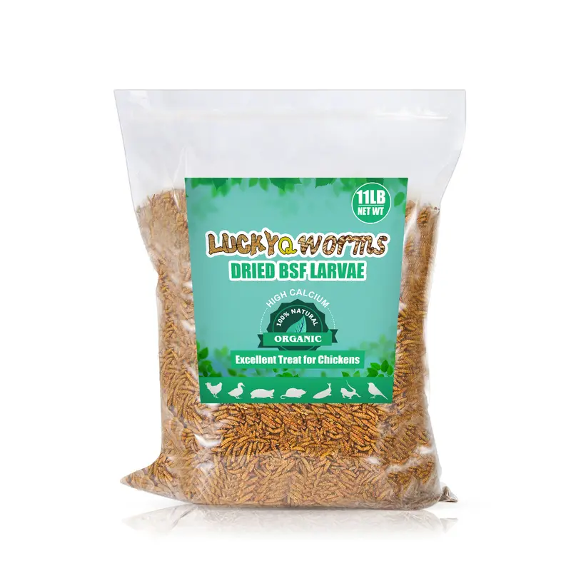 LuckyQworms 11LBS/10LBS /5LBS/20LBS/22LBS Dried Black Soldier Fly Larvae Chicken Treats, Dried BSFL Meal Worms for Chickens Hens Bluebirds Hamsters Turtles Fish Hedgehogs High Protein Pourltry Worms Pet Food for Reptile Rodent Daily Feed Treats