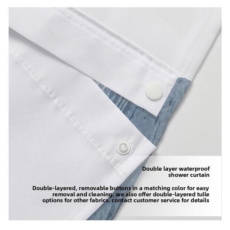 3D Digital Printing Blue Daisy Double Layer Shower Curtain Polyester Waterproof and Mildew Proof Bathroom Partition Curtain