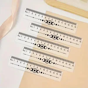 10pcs Wavy lines Colorful Plastic Floral Rulers 15cm, Star and moon pattern Designs for Office, Durable & Easy to Read, Ideal for Measuring and Decorating, Plastic Rulers