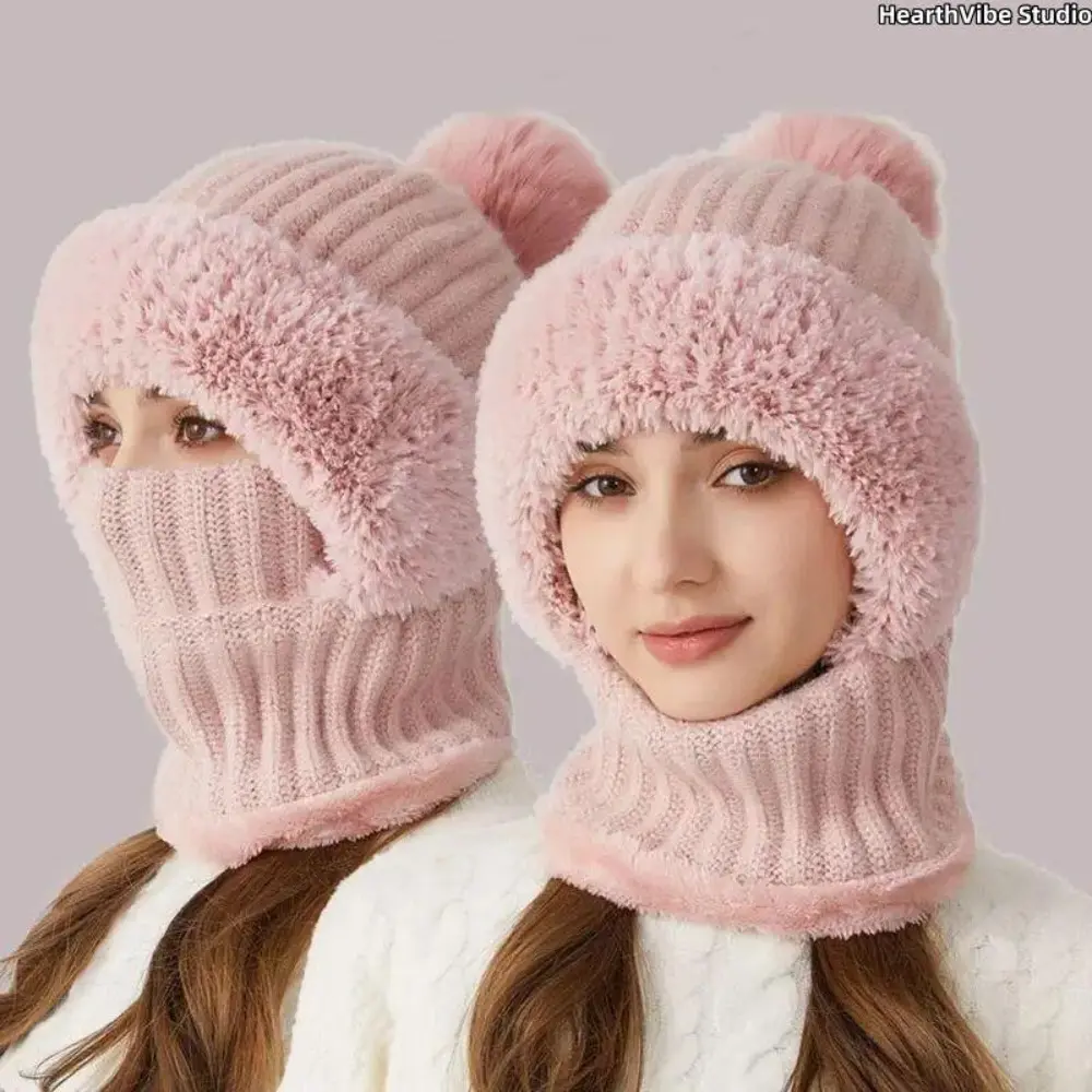 Unisex 3-in-1 Fleece-Lined Windproof Thermal Balaclava Set - Hooded Hat with Ear Flaps, Neck Warmer, Mask, Machine Washable for Outdoor Sports, Skiing
