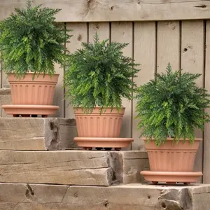 Two sets of simulated pine needles planters, ultraviolet-resistant imitation pine trees, pine shrubs, Artificial Shrubbery, suitable for outdoor and indoor porch garden decoration, realistic trees, durable artificial greenery cypress leaf