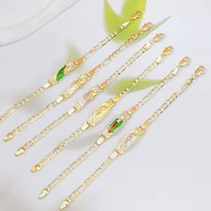 1pc Inspired By Classic Religious Motifs Faith Bracelet, Guadalupe Virgin Mary Bracelet - Copper Catholic Religious Accessory, Durable Enamel Inlay, Perfect Gift For Christening, Communion, And Religious Holidays