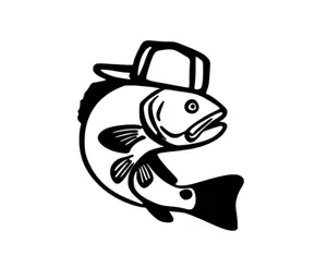 Fish With Backwards Hat Decal Squatted Truck & Car Decal - Handmade in the US with Weather Resistant Vinyl & Adhesive Backing for Easy Installation