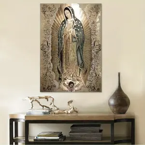 Modern Virgin of Guadalupe Canvas Print Framed or Frameless Options Available Wall Art for Living Room & Bedroom Elegant Catholic Home Decor 08*12 12*18 16*24 20*30 24*36 Inches