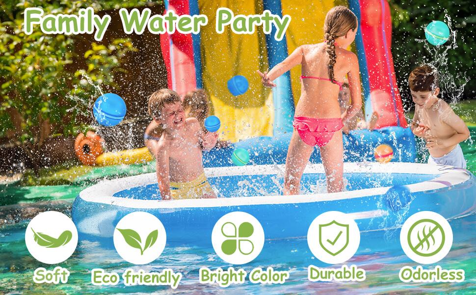 Reusable Magnetic Water Balloons 16 Pack – Silicone Self-Sealing Water Balls for Group Water Fights, Quick Fill Splash Toys, Eco-Friendly Pool & Beach Party Toys for Kids & Adults