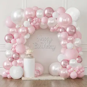 and White Balloons Arch Kit, Double Stuffed Pastel  Balloon Garland Include Light   White and Metallic  Balloons for  Wedding Birthday Party Bridal Shower Decorations