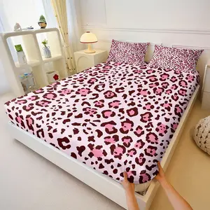 Simple leopard print fitted sheet set,Includes 1 Fitted Sheet & 2 Pillowcases without Filler,Perfect as a gift,Comfortable and soft bedding set,Bedsheet Sets,Multiple styles available.