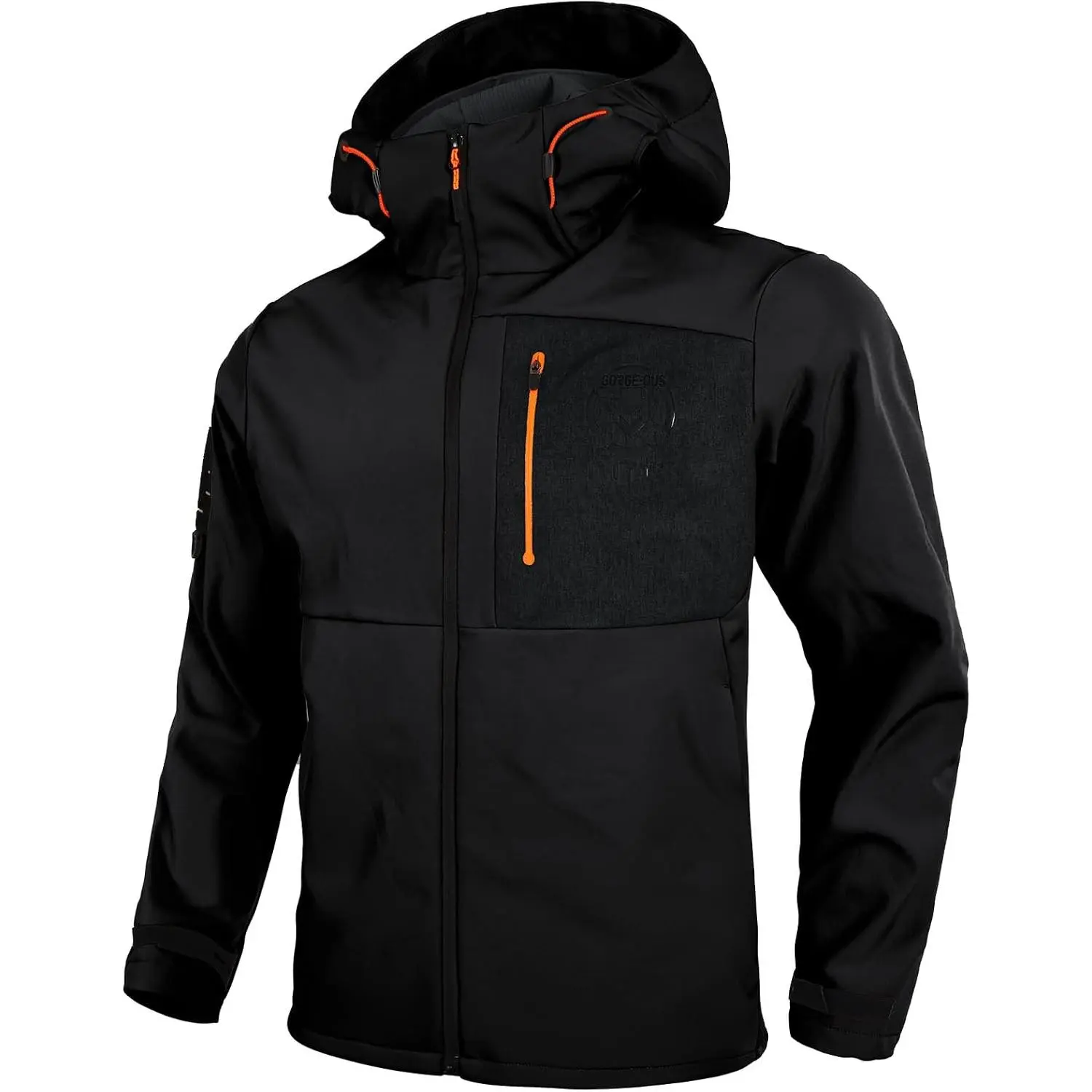 Men's Polyester Hooded Softshell Jacket - Waterproof, Breathable TPU Membrane, Fleece Lined, Adjustable Fit & Hood, Durable, Easy to Maintain Polyester Clothes for Hiking, Walking, Raincoat