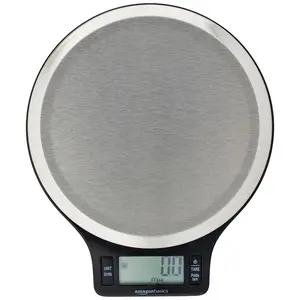 Amazon Basics Digital Kitchen Scale with LCD Display Batteries Included Weighs up to 11 pounds Black and Stainless Steel