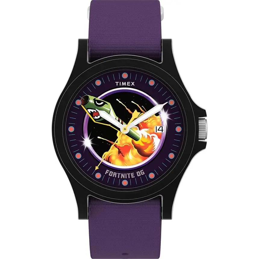Timex X Fortnite Acadia Quartz Purple Dial Mens Watch TW2Y46300