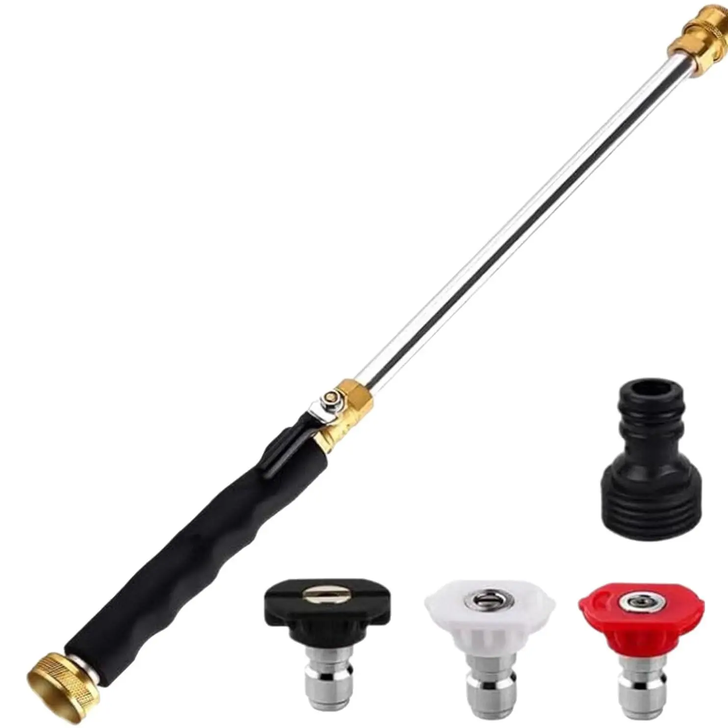 2026 Jet Nozzle High Pressure Hose Nozzle, 18” Hydro Jet Water Hose Nozzle for Garden Hose with 3 Different Nozzles & Hose Quick Connectors, Power Washer Wand for Cleaning Patio, Car, Pet, Window, Black