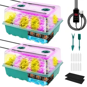 Self-Watering Seed Starter Tray with Grow Light, Adjustable Humidity Dome, Seed Starting Trays for Indoor Gardening, Greenhouse Use