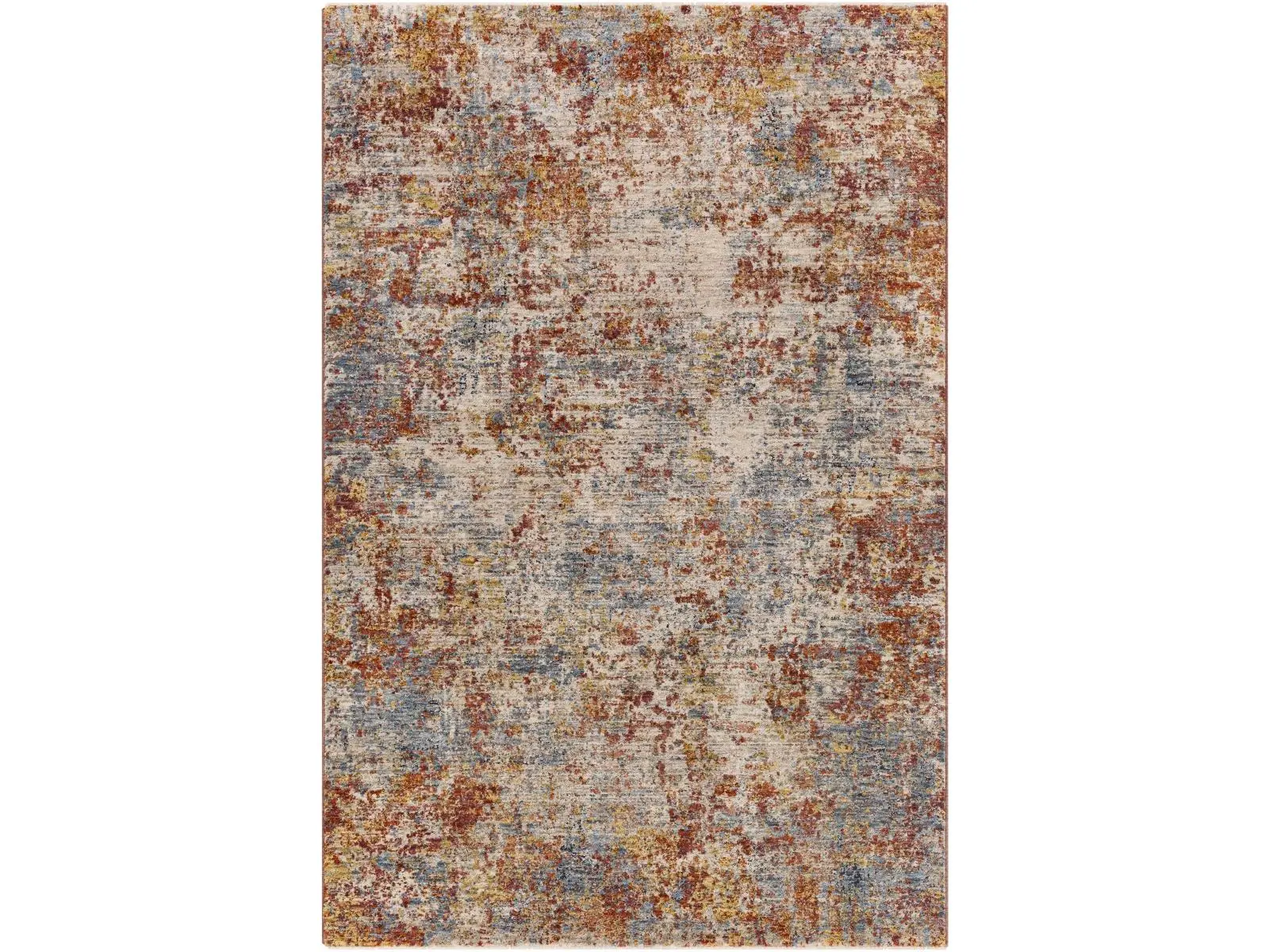Livabliss MBE2300-23 Machine Woven Medium Pile 2' x 3' Rectangular Area Rug, Mirabel Collection, Multi-Color with Denim, Saffron, Sky Blue, Peach & Rose Tones, Durable Modern Design, Spot Clean Compatible