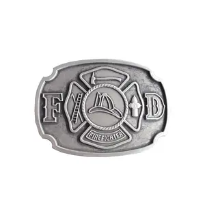 Antique Brushed Silver Firefighter Belt Buckle