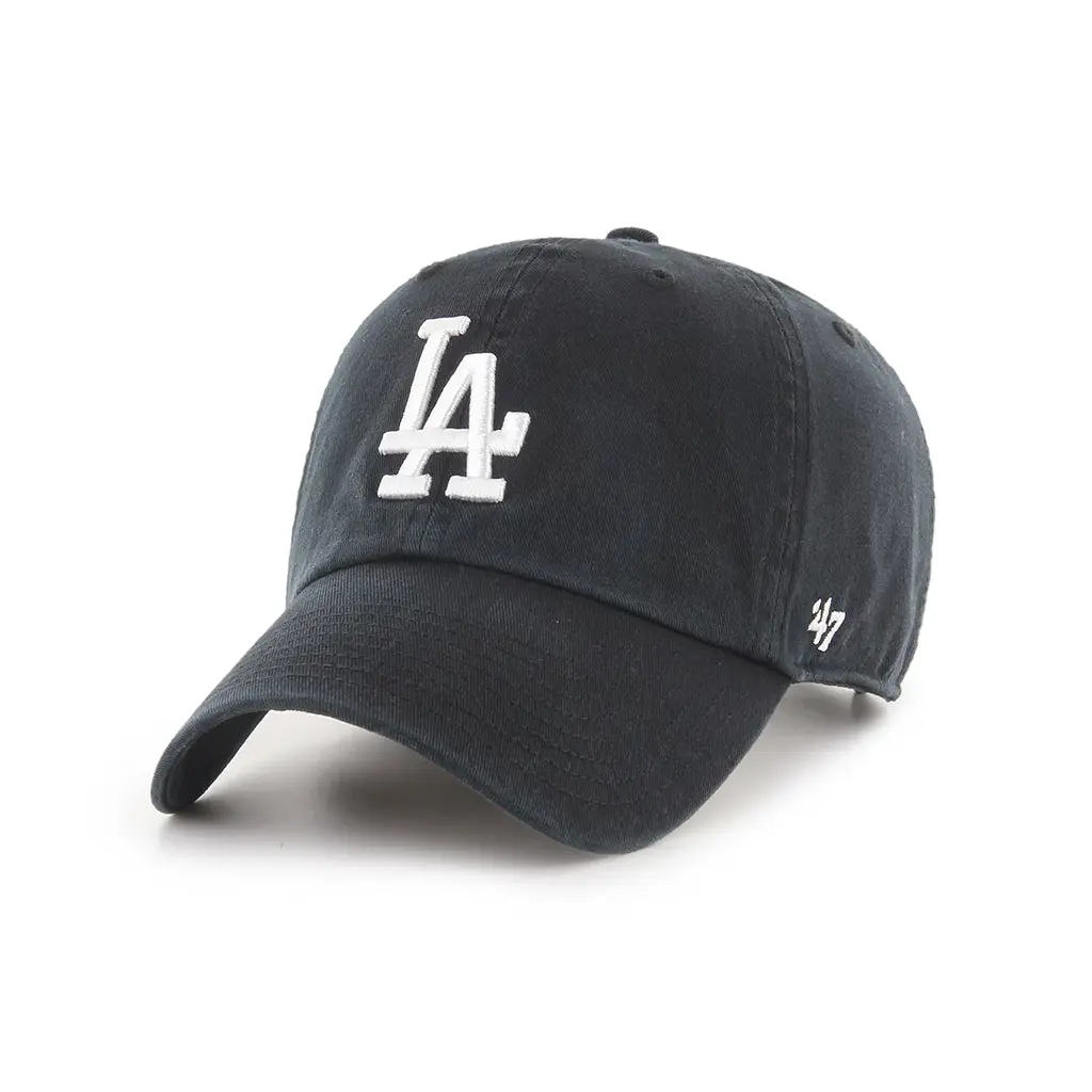 '47 LA Dodgers Black Cotton Twill Snapback Hat - Relaxed Fit, Premium, Adjustable Strap, Casual Trendy Classic Baseball Cap for Casual Wear