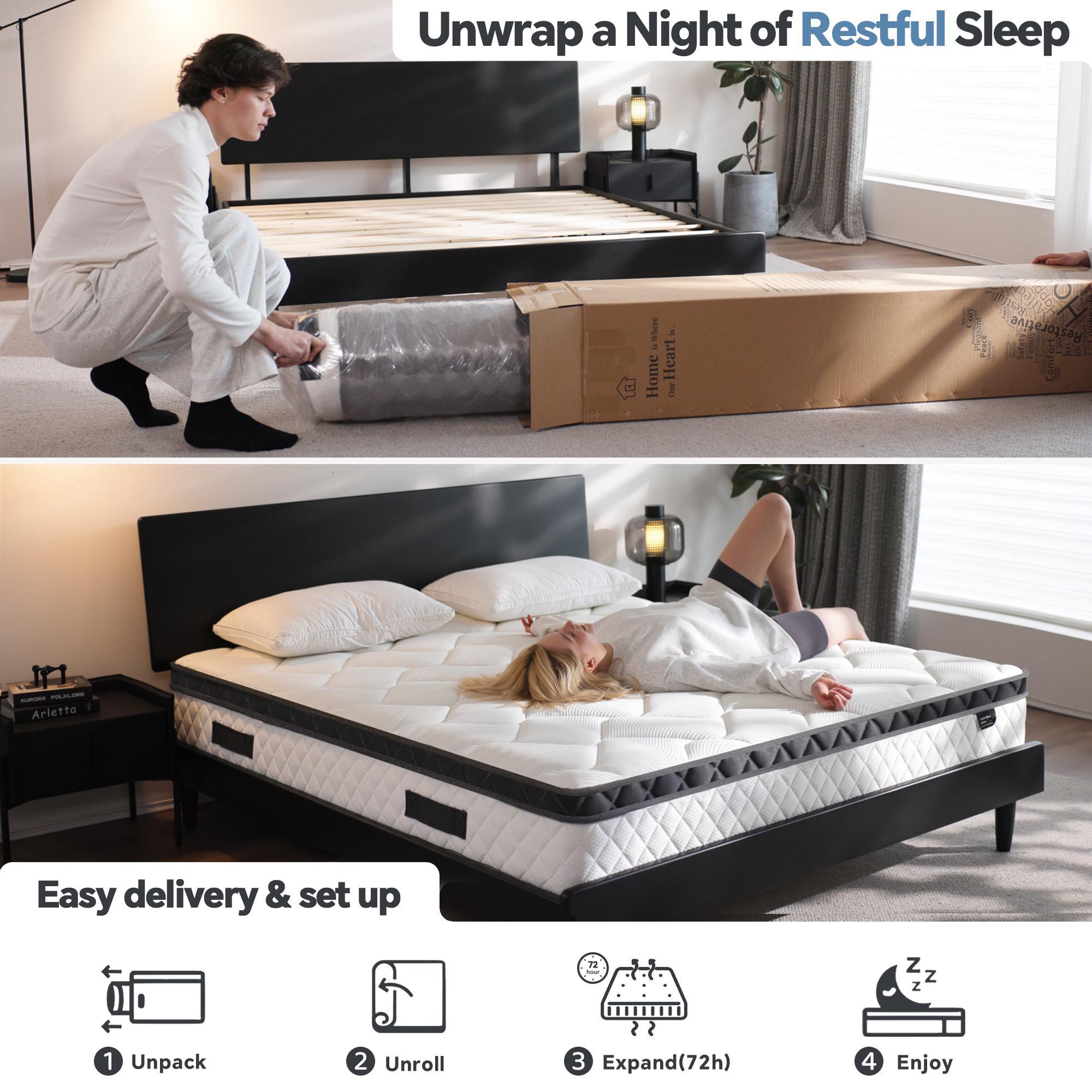 Hybrid Spring Memory Foam Mattress in a Box - 12" & 14" Twin, Full, Queen, King Sizes - Medium Firm Ergonomic Design, Queen Size Mattress Option, Mattress Queen Size Hybrid Spring Memory Foam Mattress in a Box - 12" & 14" Twin, Full, Queen, King Sizes - Medium Firm Ergonomic Design, Queen Size Mattress Option, Mattress Queen Size